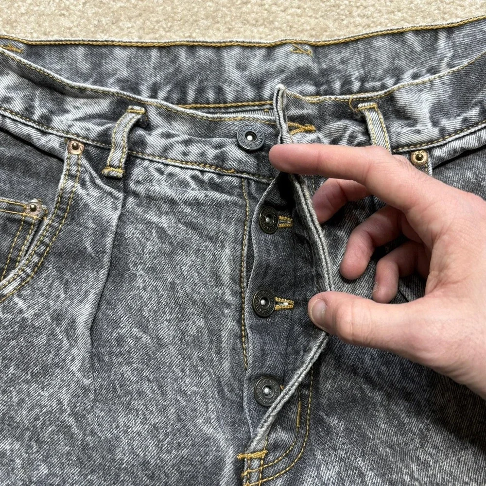 Vtg 80s Gap Jeans 32x30.5 Gray Relaxed Tapered Acid Wash Button Fly Denim Pants